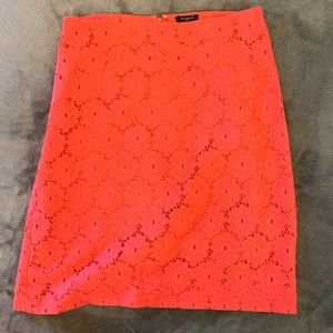 Ann Taylor coral cut skirt with lace detail